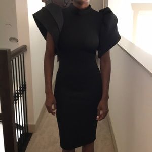 Black Body-Con Ruffle arm dress
